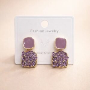 Purple Crystal Drop Earrings